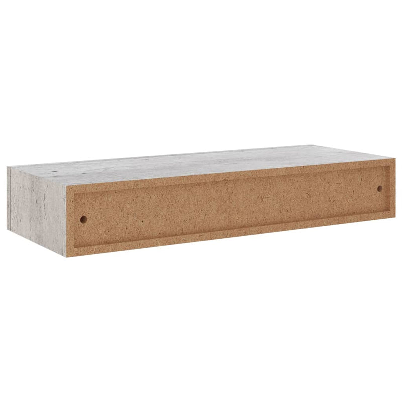 vidaXL 2 db betonszürke MDF falra szerelhető fiókos polc 60x23,5x10 cm