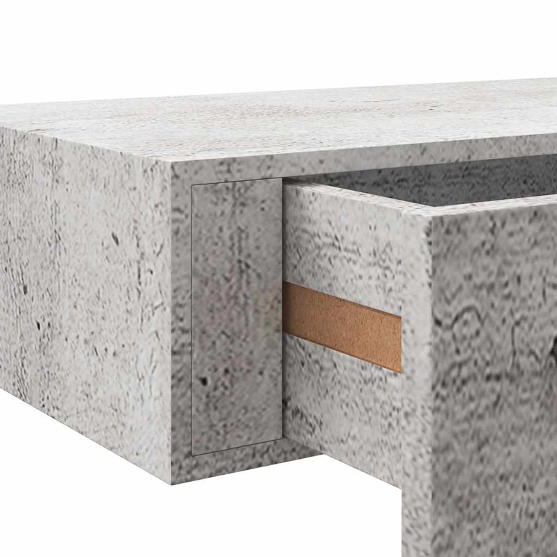vidaXL 2 db betonszürke MDF falra szerelhető fiókos polc 60x23,5x10 cm