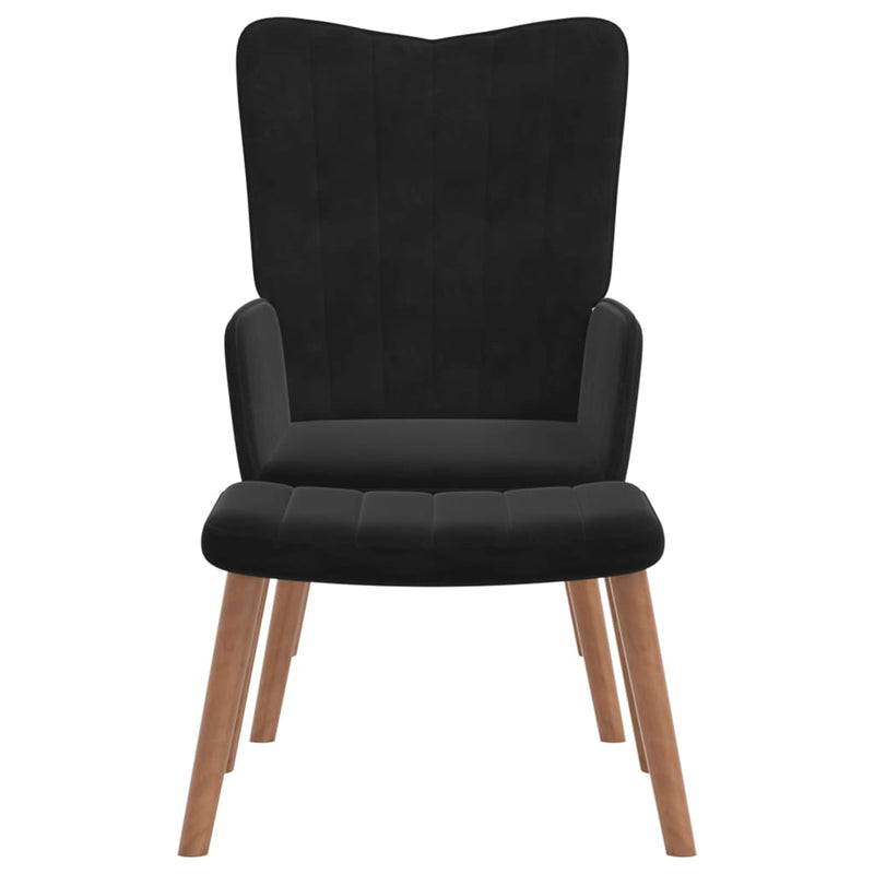 vidaXL fekete bársony pihenőfotel lábtartóval