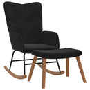 vidaXL fekete bársony hintaszék lábtartóval