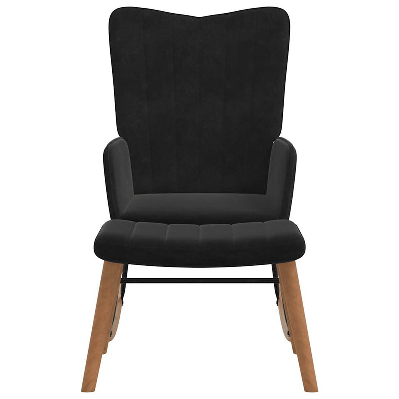 vidaXL fekete bársony hintaszék lábtartóval