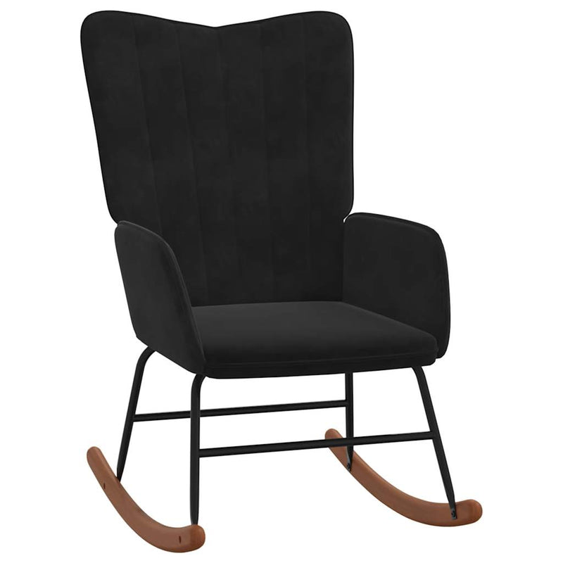 vidaXL fekete bársony hintaszék lábtartóval