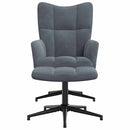 vidaXL sötétszürke bársony pihenőfotel lábtartóval