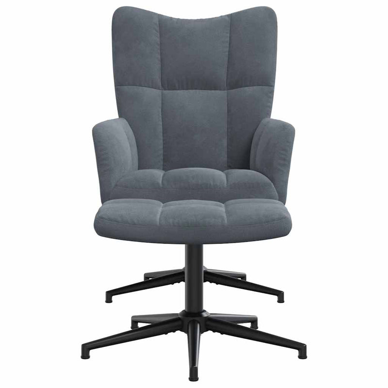 vidaXL sötétszürke bársony pihenőfotel lábtartóval