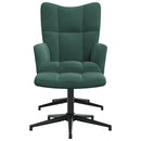 vidaXL sötétzöld bársony pihenőszék lábtartóval