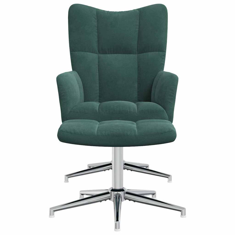 vidaXL sötétzöld bársony pihenőszék lábtartóval