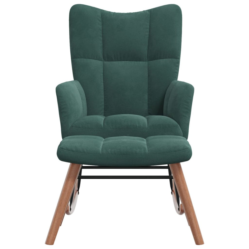 vidaXL zöld bársony hintaszék lábtartóval