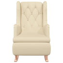 vidaXL krémszínű szövet karosszék tömör gumifa hintalábakkal