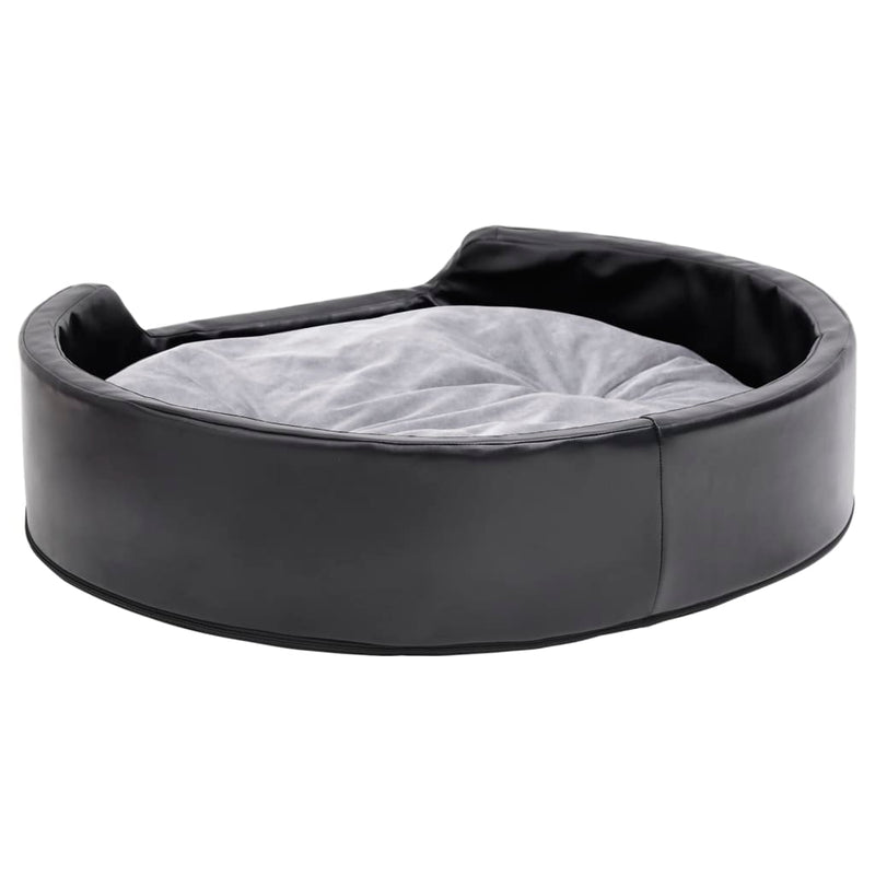 vidaXL fekete-szürke plüss és műbőr kutyaágy 79 x 70 x 19 cm
