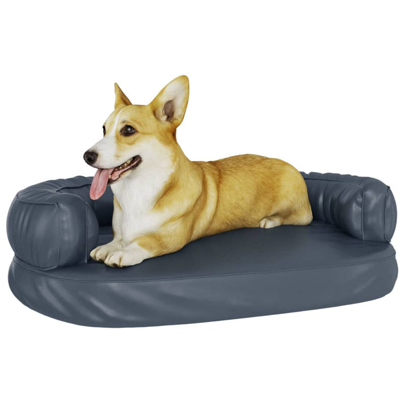 vidaXL sötétkék ergonomikus műbőr kutyaágy 75 x 53 cm
