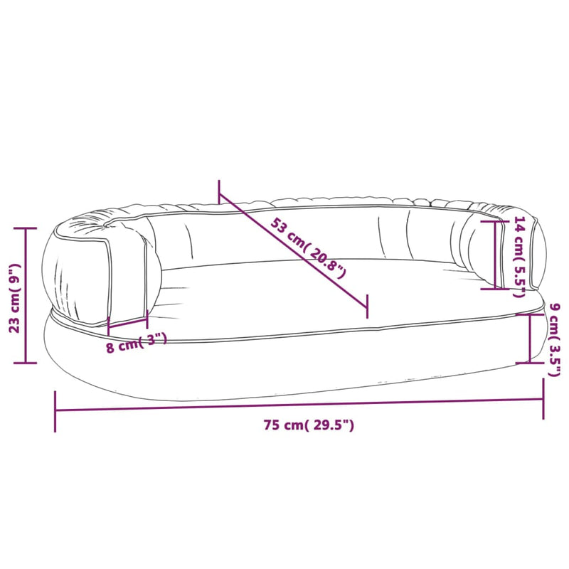 vidaXL sötétkék ergonomikus műbőr kutyaágy 75 x 53 cm