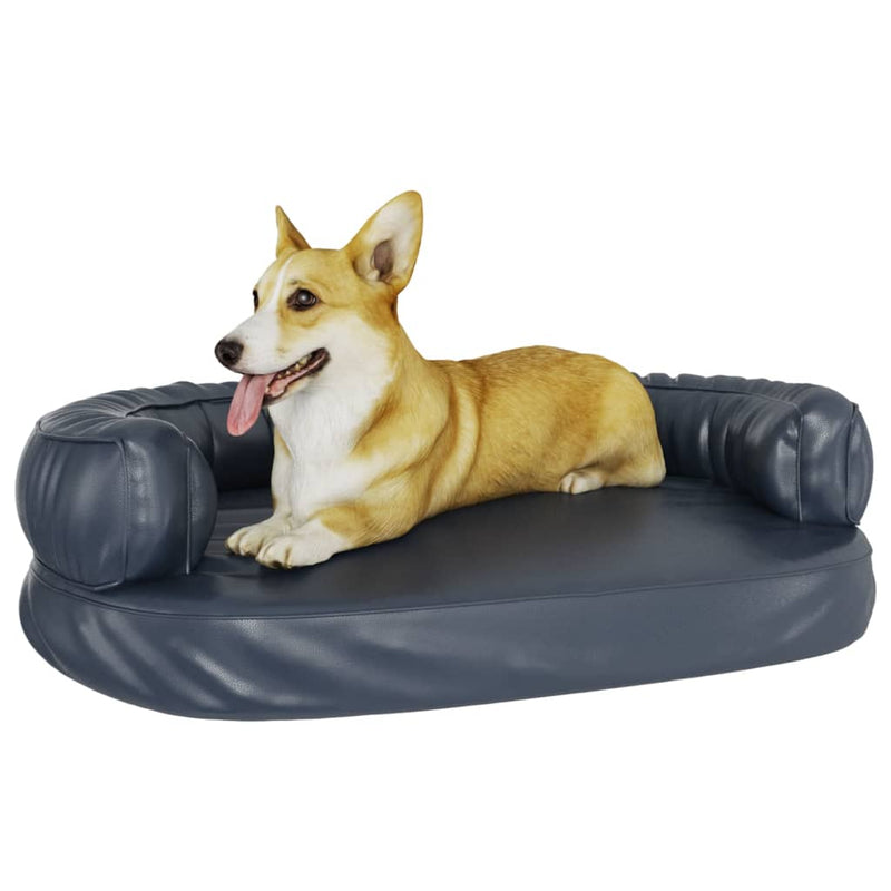vidaXL sötétkék ergonomikus műbőr kutyaágy 88 x 65 cm