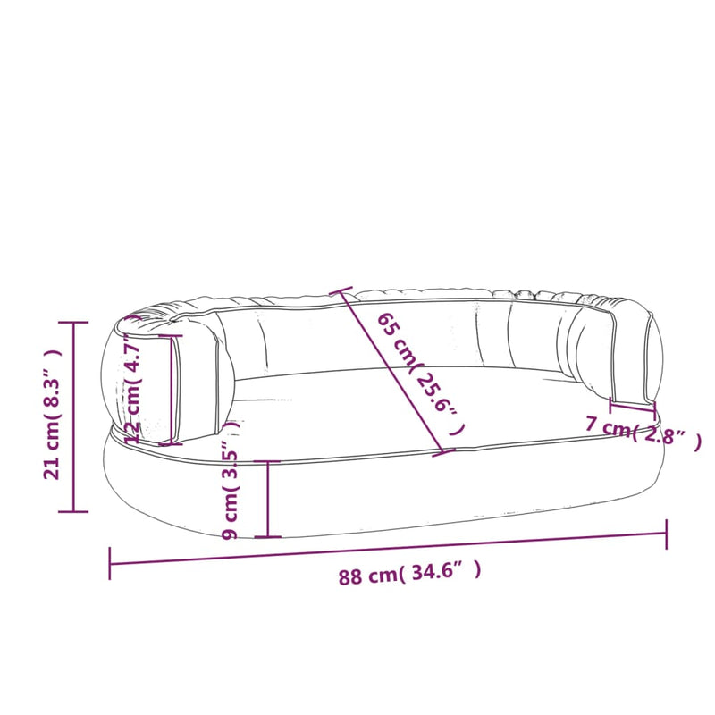 vidaXL sötétkék ergonomikus műbőr kutyaágy 88 x 65 cm