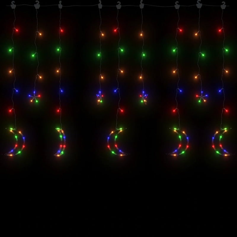 vidaXL csillag és hold fényfüzér 345 színes LED-del és távirányítóval