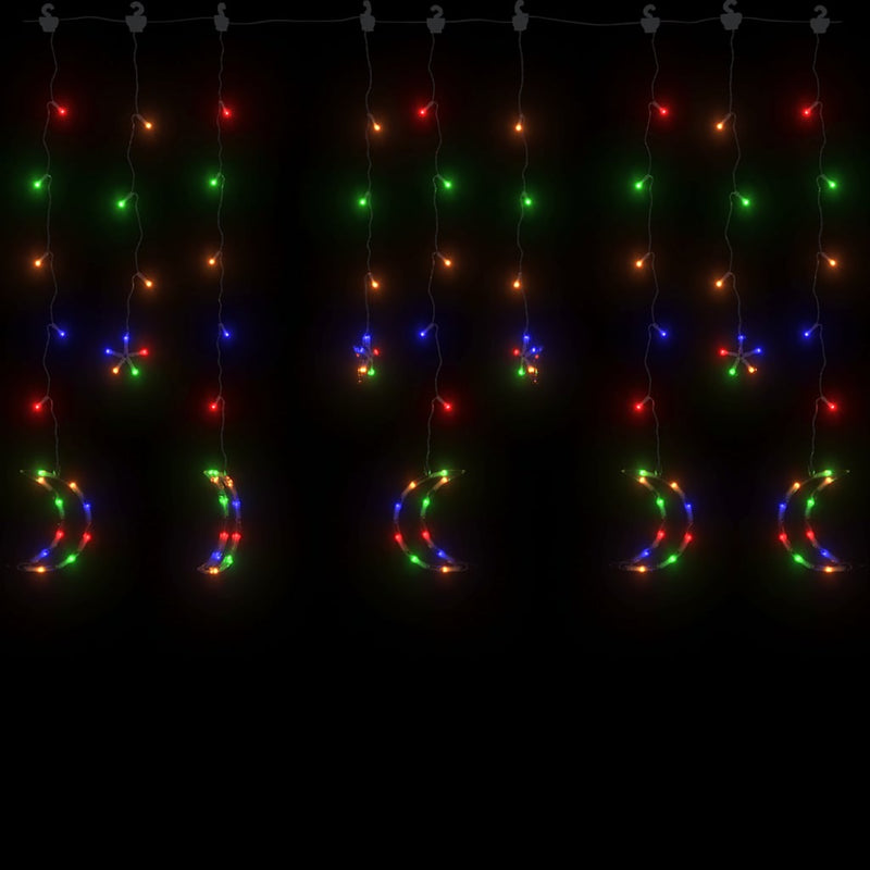 vidaXL csillag és hold fényfüzér 345 színes LED-del és távirányítóval