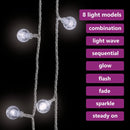 vidaXL gömb alakú 8 funkciós hideg fehér tündérfényfüzér 400 LED 40 m