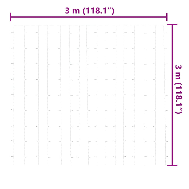 vidaXL 8 funkciós kék fényfüggöny 300 LED-del 3 x 3 m