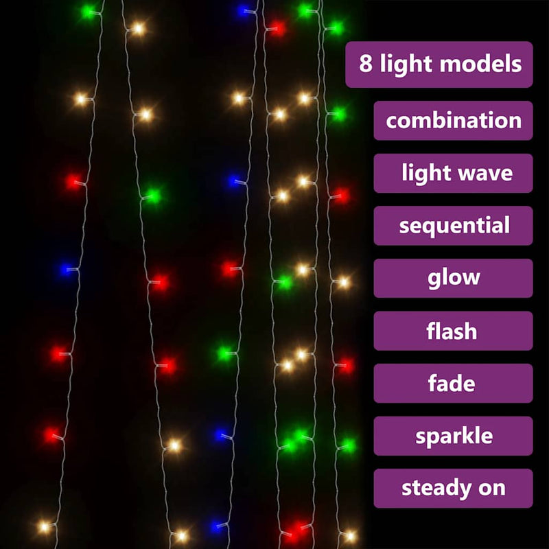 vidaXL 8 funkciós színes fényfüggöny 300 LED-del 3 x 3 m
