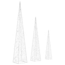 vidaXL hideg fehér fényű LED-es akril díszfénykúpszett 30/45/60 cm