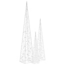 vidaXL kék fényű LED-es akril díszfénykúpszett 60/90/120 cm