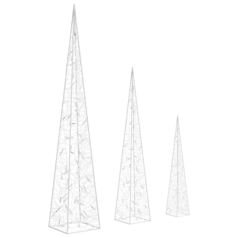 vidaXL többfényű LED-es akril díszfénykúpszett 60/90/120 cm