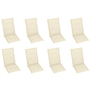 vidaXL 8 db dönthető tömör tíkfa kerti szék párnákkal