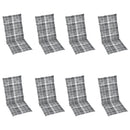 vidaXL 8 db dönthető tömör tíkfa kerti szék párnákkal