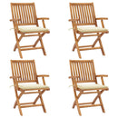 vidaXL 4 db összecsukható tömör tíkfa kerti szék párnákkal