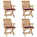 vidaXL 4 db összecsukható tömör tíkfa kerti szék párnákkal