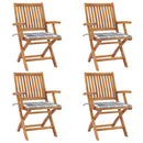vidaXL 4 db összecsukható tömör tíkfa kerti szék párnákkal
