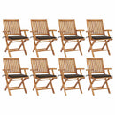 vidaXL 8 db összecsukható tömör tíkfa kerti szék párnával