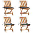 vidaXL 4 db összecsukható tömör tíkfa kerti szék párnákkal