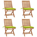 vidaXL 4 db összecsukható tömör tíkfa kerti szék párnákkal