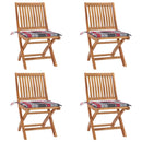 vidaXL 4 db összecsukható tömör tíkfa kerti szék párnákkal