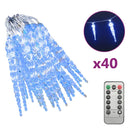 vidaXL 40 db akril kék karácsonyi jégcsaplámpa távirányítóval