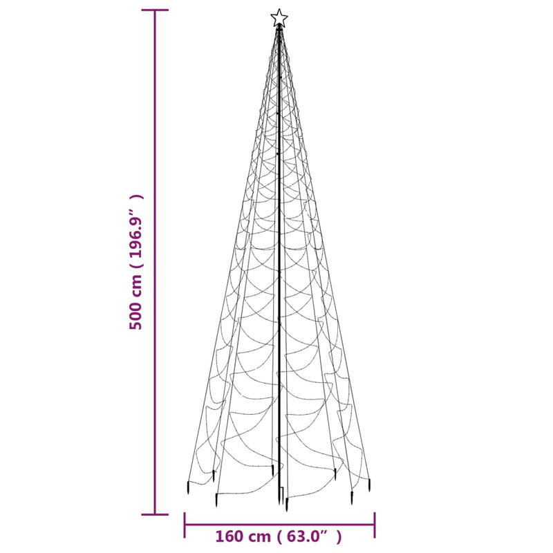 vidaXL meleg fehér 1400 LED-es karácsonyfa fémoszloppal 5 m