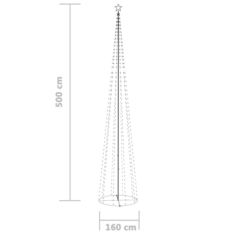 vidaXL kúp alakú karácsonyfa 752 hideg fehér LED-del 160 x 500 cm