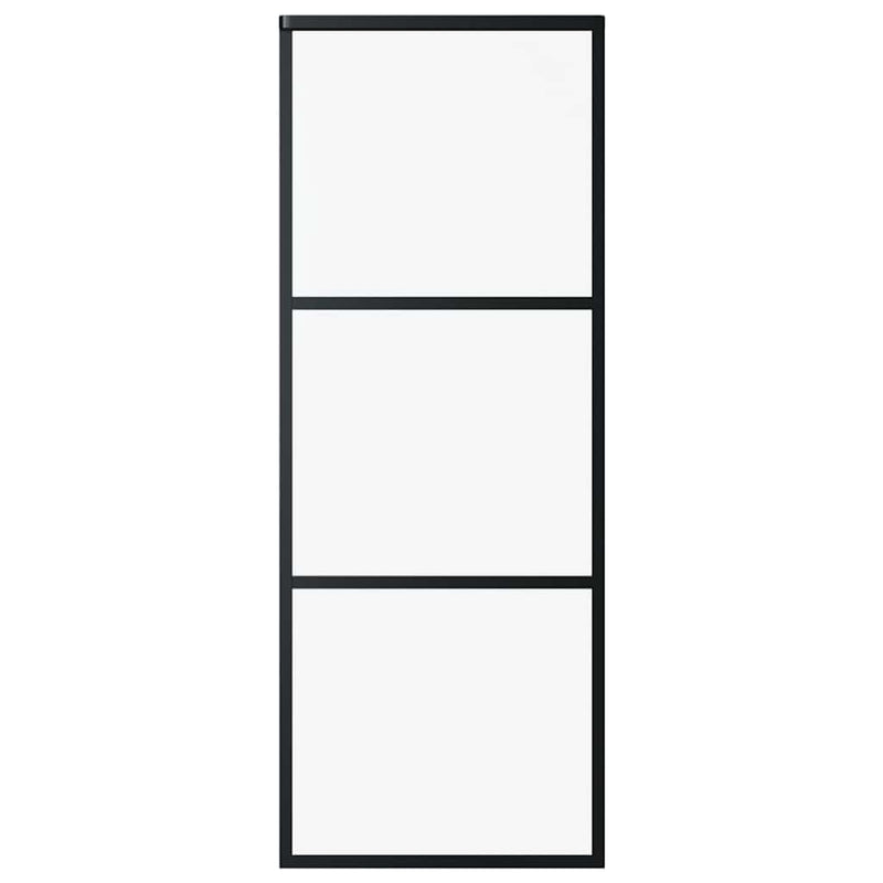 vidaXL fekete ESG üveg és alumínium tolóajtó 3 paneles 76 x 205 cm