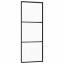 vidaXL fekete ESG üveg és alumínium tolóajtó 3 paneles 76 x 205 cm