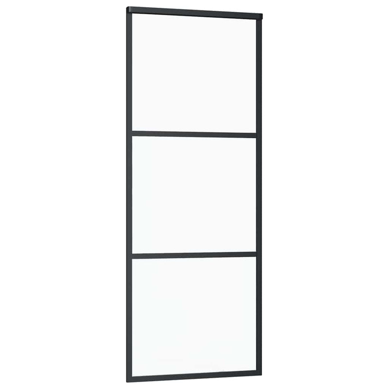 vidaXL fekete ESG üveg és alumínium tolóajtó 3 paneles 76 x 205 cm
