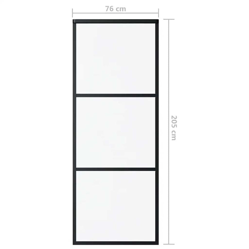 vidaXL fekete ESG üveg és alumínium tolóajtó 3 paneles 76 x 205 cm