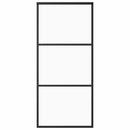 vidaXL fekete ESG üveg és alumínium tolóajtó 90 x 205 cm