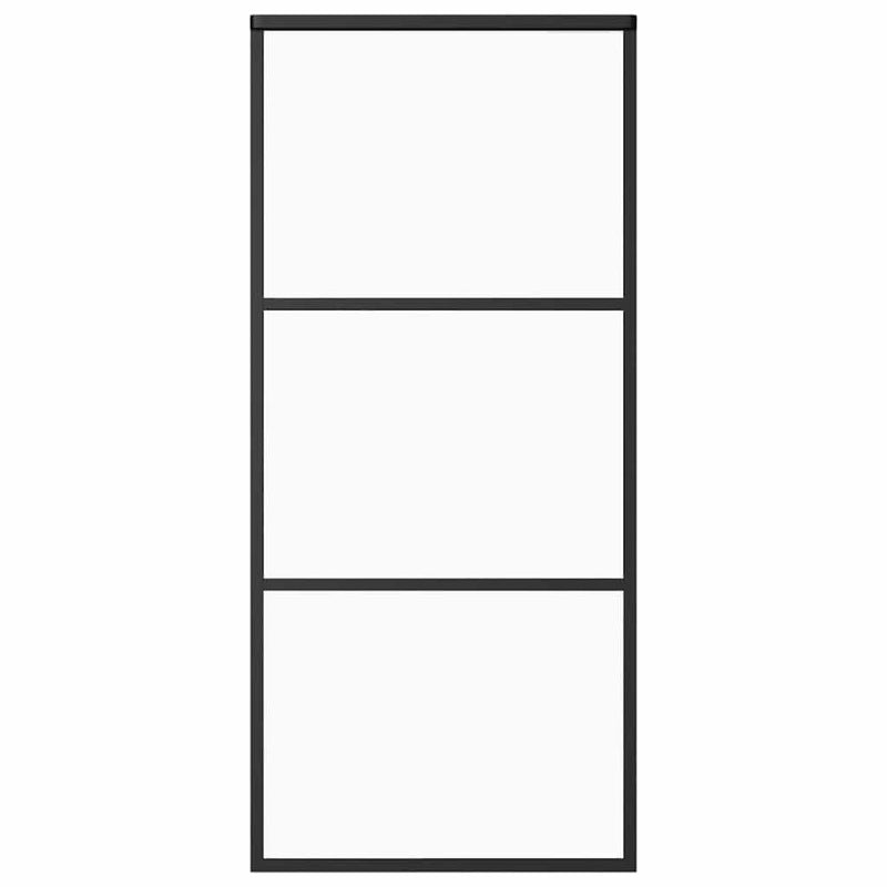 vidaXL fekete ESG üveg és alumínium tolóajtó 90 x 205 cm