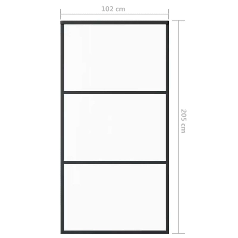 vidaXL fekete ESG üveg és alumínium tolóajtó 102 x 205 cm