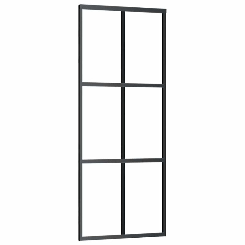 vidaXL fekete ESG üveg és alumínium tolóajtó 76 x 205 cm