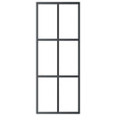 vidaXL fekete ESG üveg és alumínium tolóajtó 76 x 205 cm