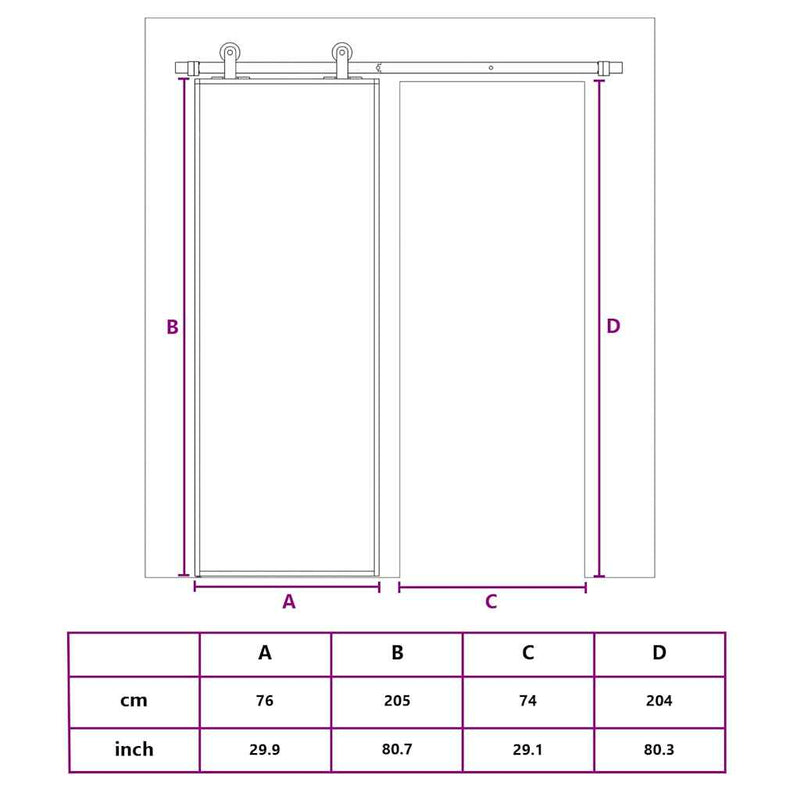 vidaXL fekete ESG üveg és alumínium tolóajtó 76 x 205 cm