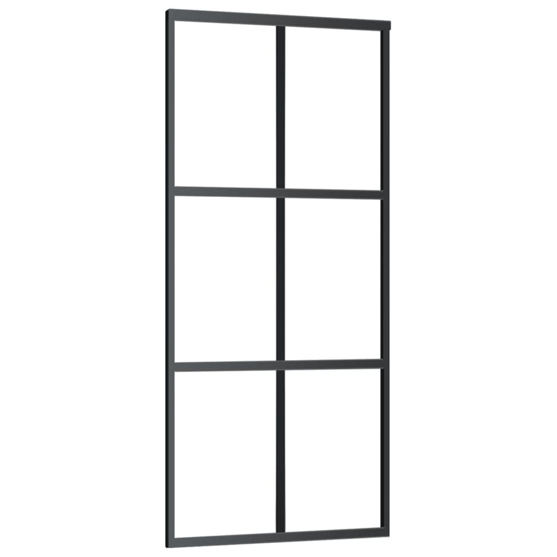 vidaXL fekete ESG üveg és alumínium tolóajtó 90 x 205 cm