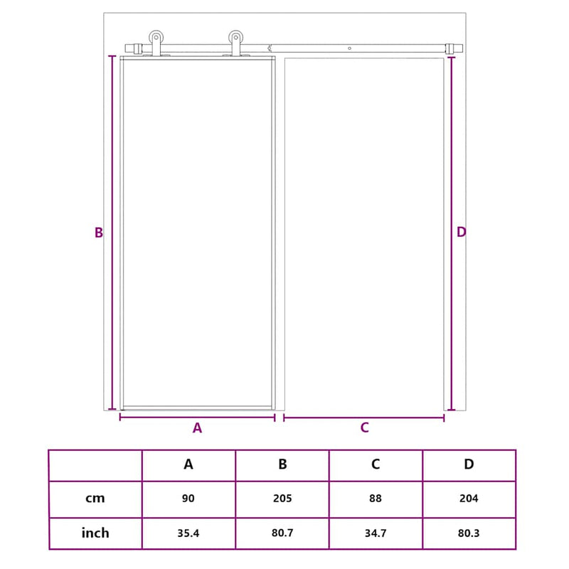 vidaXL fekete ESG üveg és alumínium tolóajtó 90 x 205 cm