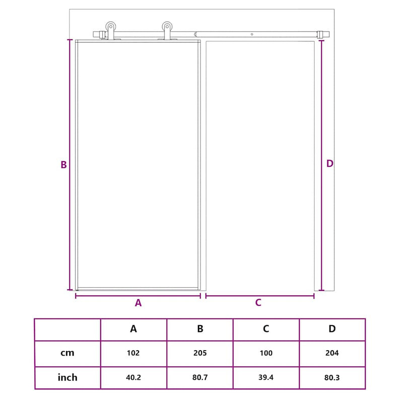 vidaXL fekete ESG üveg és alumínium tolóajtó 102 x 205 cm